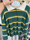 Knitted Collar Down Stripes Sweaters